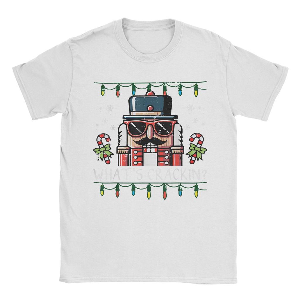 Men Christmas Nutcracker Whats Crackin Funny Xmas T Shirts Cotton Tops Short Sleeve Crew Neck Tee Shirt Plus Size TShirt