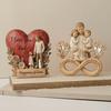 Wooden Ornament with Stable Base, Father Day Wooden Ornament, Decorative Resin Sculpture Family Love Decor for Desktop Bookshelf