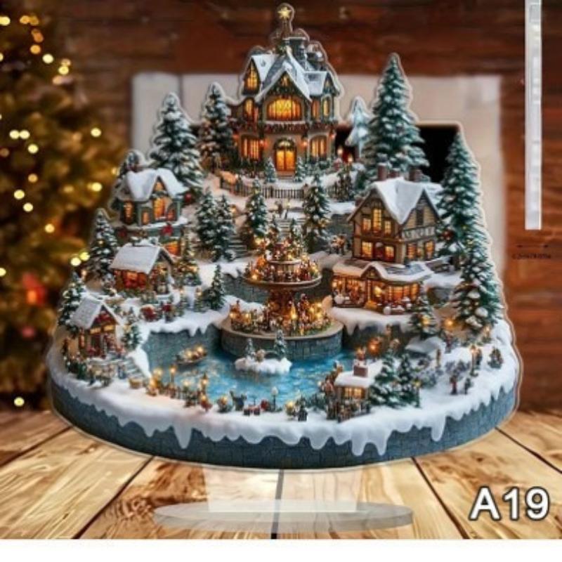 

2D Плоскость Подходит для Подарков В 4 Сезона, Набор Полипропиленовых Статуэток Персонажей Снежной Деревни, Ретро Акриловое Рождественское Украшение для Стола, Украшение для Дома