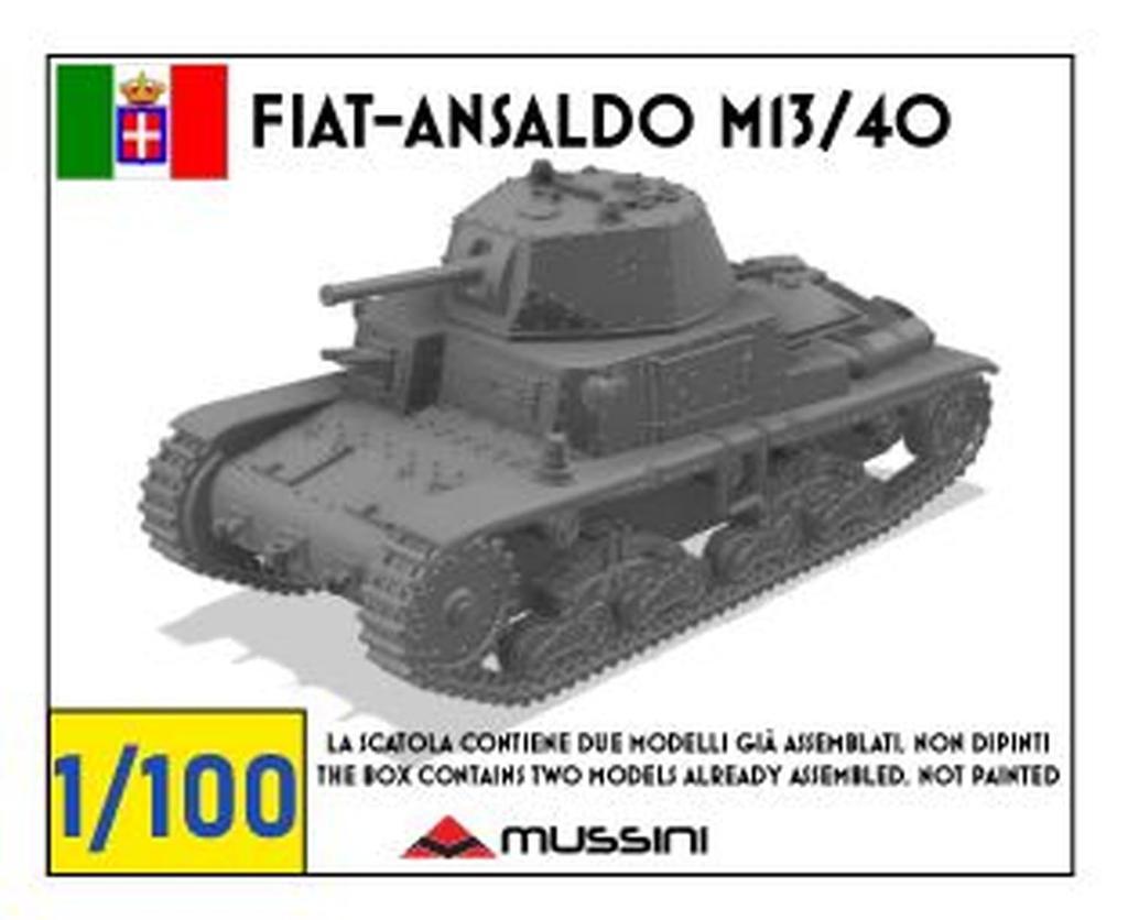 Mussini WW2 Italy Fiat Ansaldo Medium Tank Resin Kit 1/100 M13/40 (2 pieces) MM100-005 (Tank)