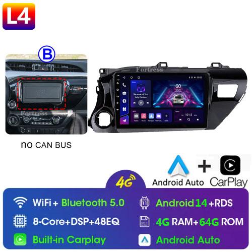 8 Core Android13 Auto Car Radio Multimedia For Toyota Hilux Pick Up AN120 2015 - 2020 LHD Stereo Carplay GPS Navigation No DVD