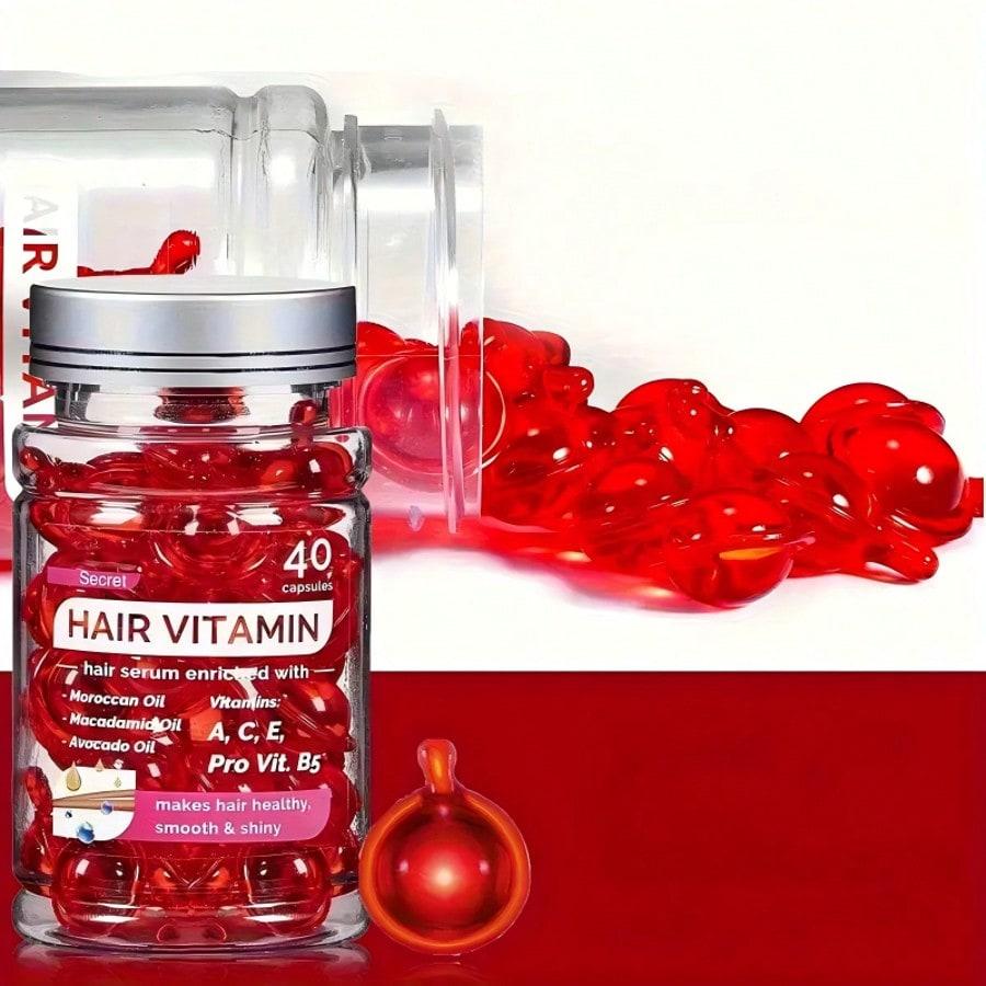 40Pcs Hair Vitamin Serum Capsules - Hair Serum With Vitamin A C E Pro B5, Hair Oil Capsules Enriched
