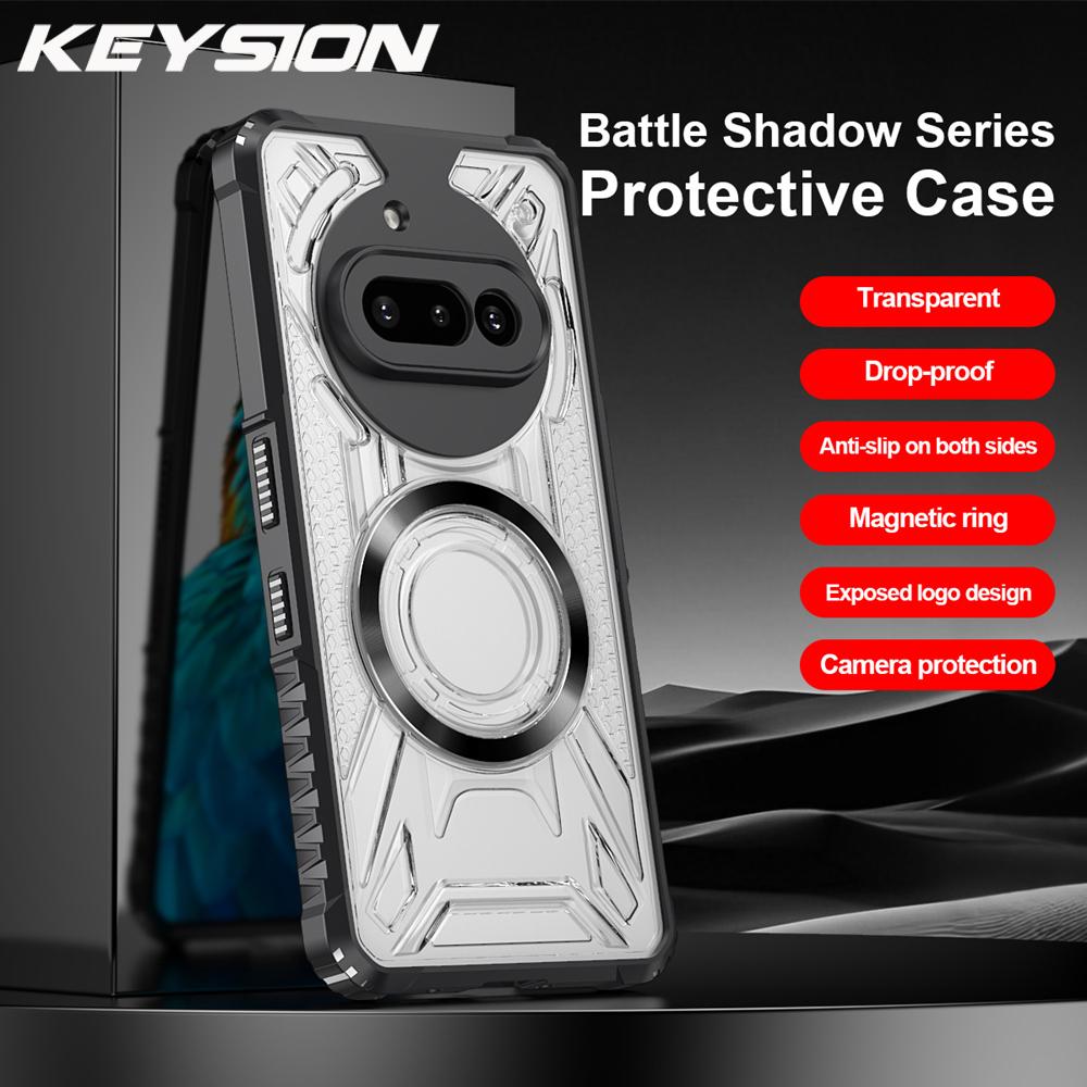 KEYSION Transparent Magnetic Case for Nothing Phone 3A Pro Silicone+PC Heavy Duty Shockproof Phone Cover for Nothing Phone 3A