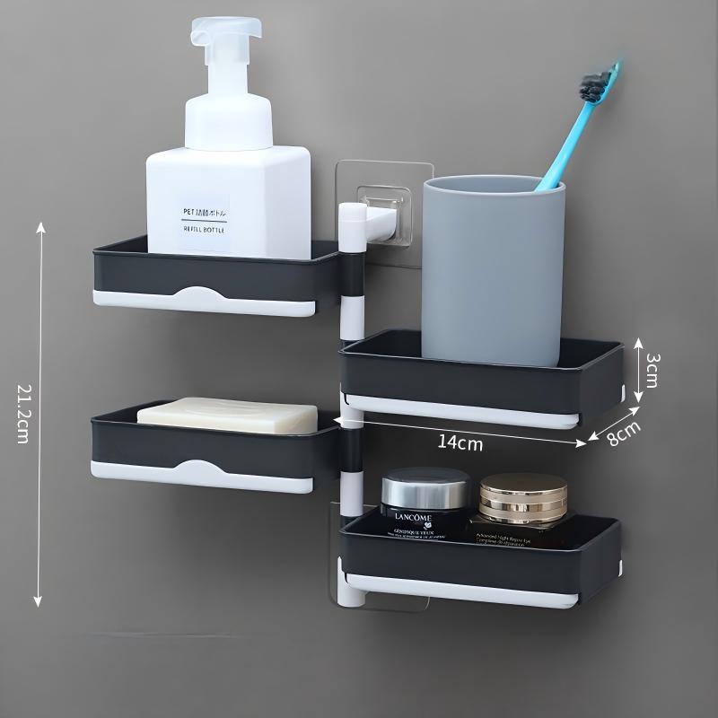 Non Drilling Soap Rack Wall Mounted Multi-Layer Soap Box Storage Rack Rotatable Wall Mounted Soap Holder With Self Draining
