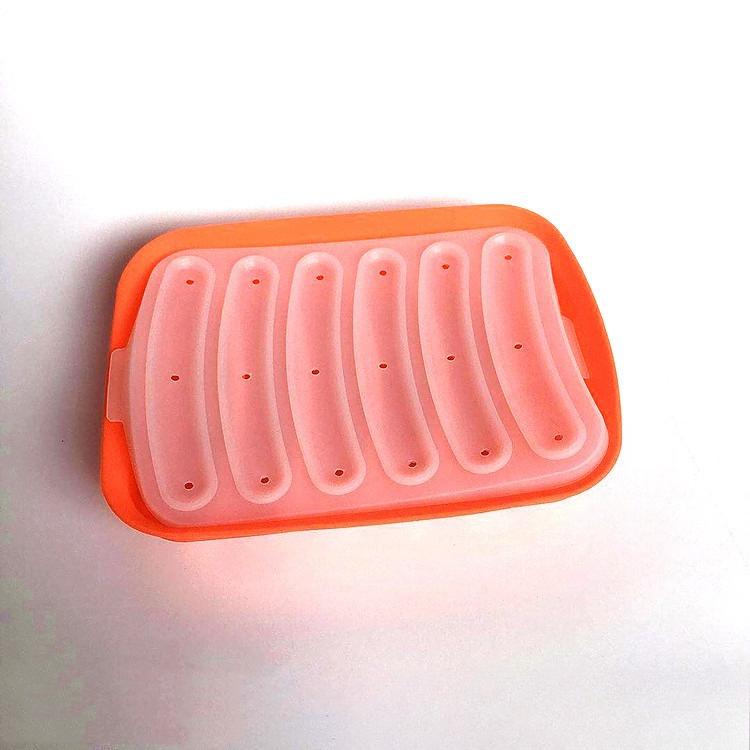 Sausage Maker Mould 6 Grids Silicone DIY Ham Hot Dog Making Moulds With Lid Kitchen Household Sausages Cake Baking Tools Molds