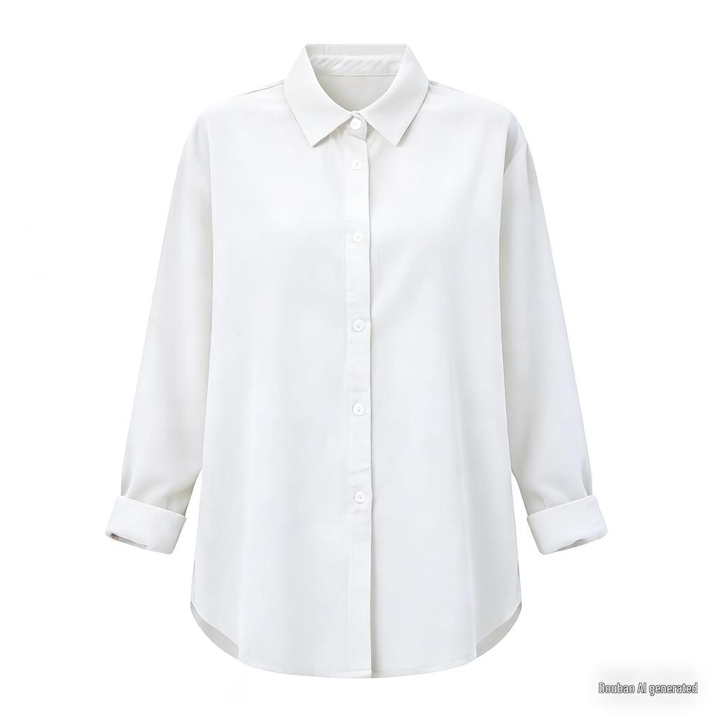 European & American Women's Spring/Summer Lapel Cardigan: Loose Long Sleeve Cotton & Linen Casual Shirt, Versatile for Any Occasion