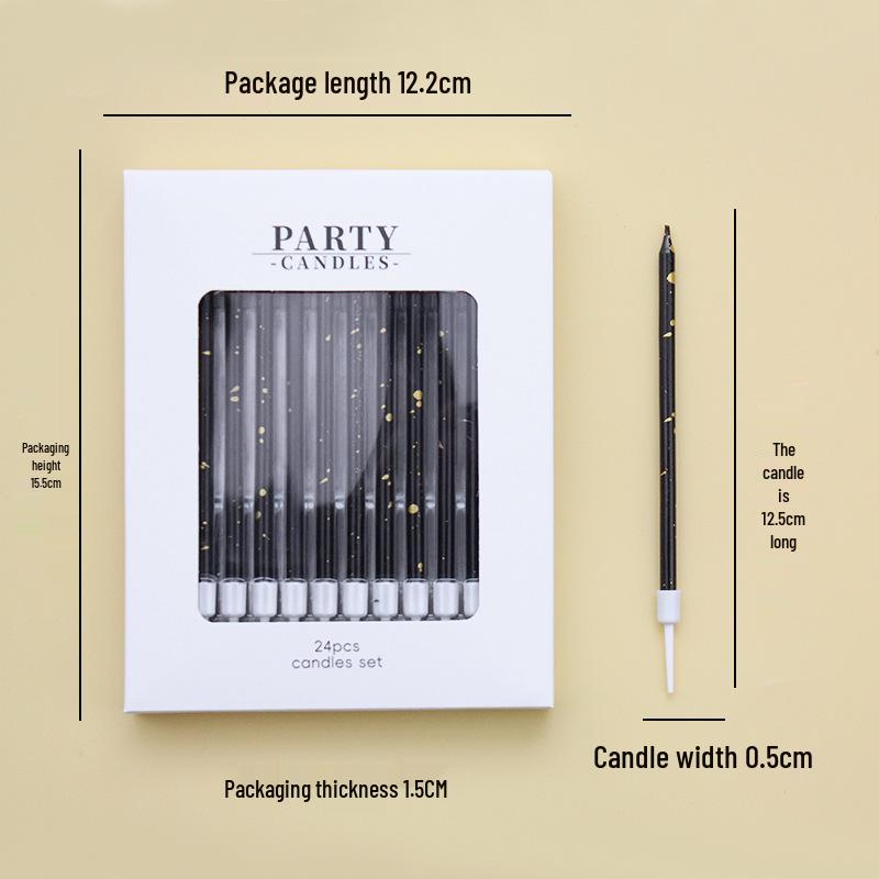 2024 New 24-Piece Black, White, & Gold Dotted Birthday Candles