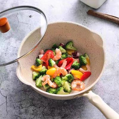 Poêle à frire antiadhésive en pierre Maifan: Roche volcanique, compatible induction et gaz, design surélevé, petits ustensiles de cuisine pour la maison.