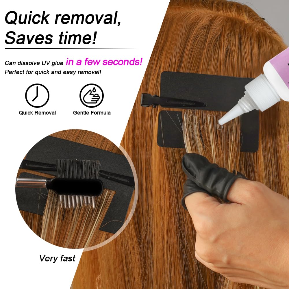 30g V Light Hair Extensions Glue with 30ml V - Light Hair Extensions Remover - Ideal for Secure Bonding & Easy Removal