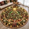 Festive Round Mat for Christmas 3D Rug, Optical Illusion Area Santa Gnome Floor Holiday Decor Pattern, Non-slip Living Room Entryway Porch Durable Rug