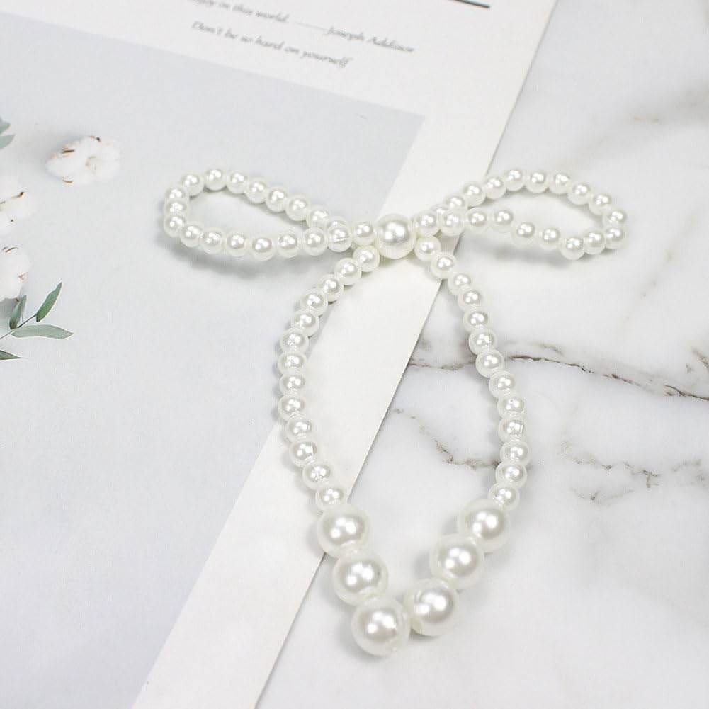 10PCS White Imitation Pearl Bow Cake Decorations Bow Dots Cupcake Toppers for Children's Birthday Baby Shower Cake Decorations