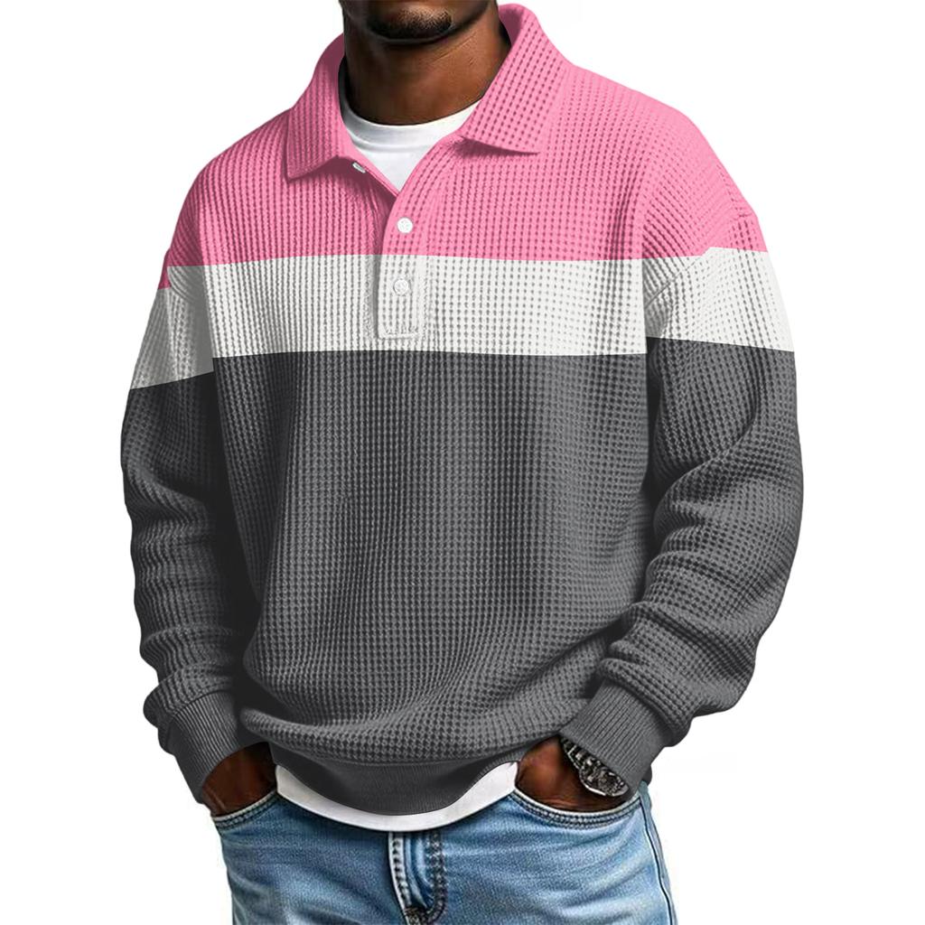Cămașă casual cu nasturi pentru bărbați Pulover de golf cu gât în V Guler drept Hanorac la modă pentru toamnă