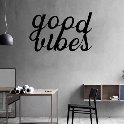 Arte de Pared Metálico Clásico Good Vibes: Elegante Acento Decorativo para Casa Nueva—Elegante Letrero para Sala de Estar y Decoración para el Hogar