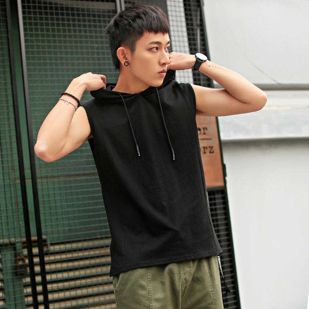 Summer Men s Hooded Sleeveless Tank Top Fashion Hip Pop Vest Sweatshirt Outdoor Casual Men s and Women s Clothing S