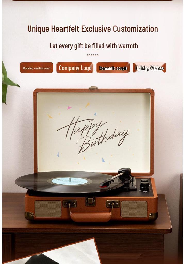 Portable Retro Bluetooth Vinyl Turntable and Multifunctional Speaker