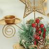 Gold Iron Double Candlestick Home Decors for Holiday Christmas Metal Candle Holders Stand with Pinecones and Berries