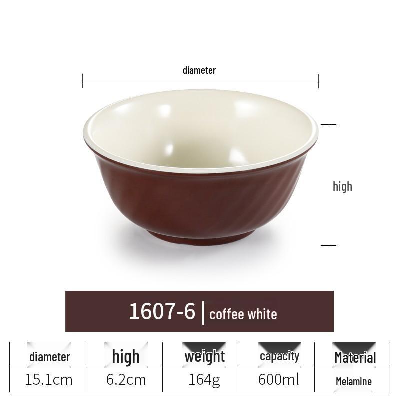 Melamine White Noodle Bowl, Imitation Porcelain, Large Plastic Soup/Rice Bowl for Commercial Use.