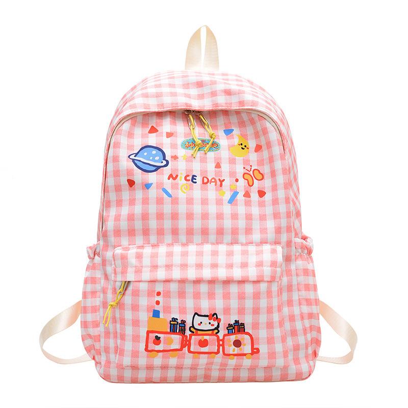 Schoolbag Korean version cute children's schoolbag new trendy texture large capacity backpack grid Japanese foreign style primary school bag