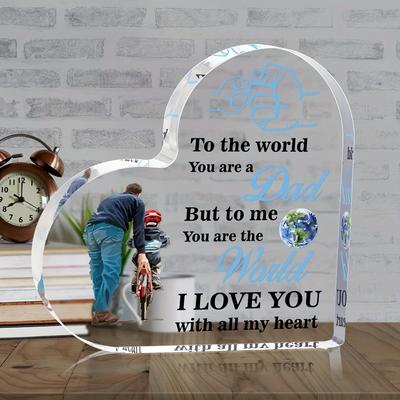 Inspirational Dad Plaque - Heart-Shaped Keepsake, Bedroom Decor, Indoor Portrait Orientation, No Electricity Needed - Father's Day, Birthday, Holiday