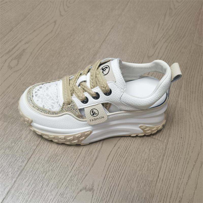 Leather Hollow Dad Shoes Women's Summer 2025 New Retro Lightweight Inner Height Increase Casual Sports Shoes Platform Sandals