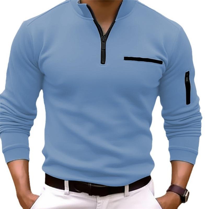 Spring and Autumn Polo Shirt Arm Zipper Men's Sports Polo Shirt