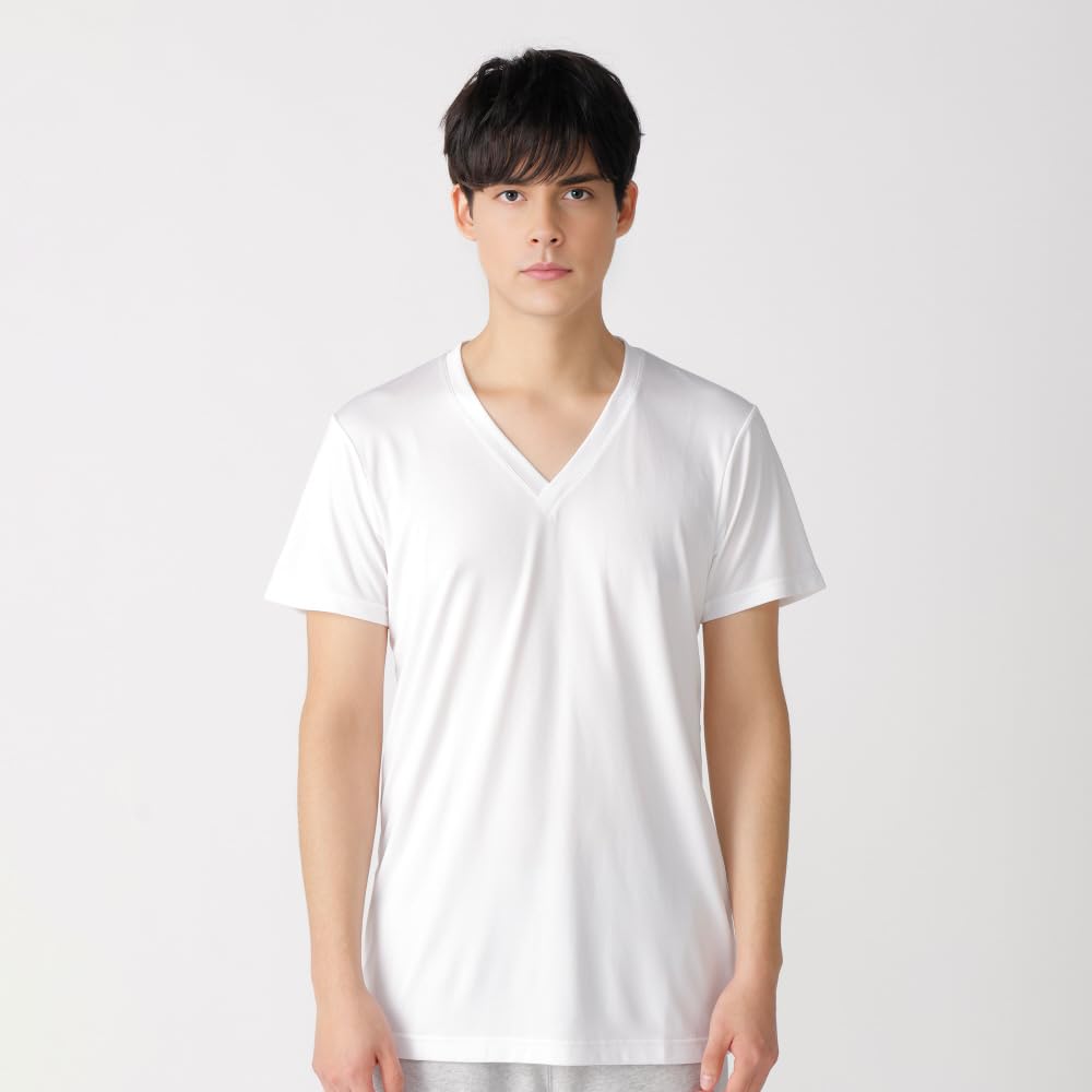 Inner Shirt Short Quick Dry White [Mizuno] (3-piece Set) V-neck, Sleeve, Undershirt, Quick-drying, Underwear, Men's