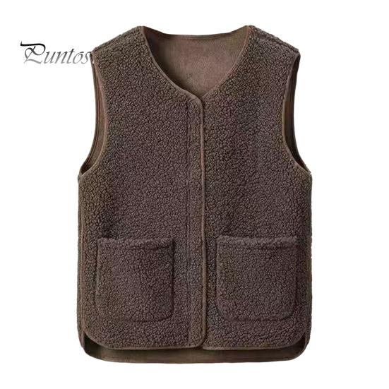 

Женская жилетка с двумя карманами, застегивающаяся на молнию флисовая безрукавка, кардиган большого размера, свободный жилет с круглым вырезом, повседневный жилет для школы, путешествий, пальто 2XL темный кофе