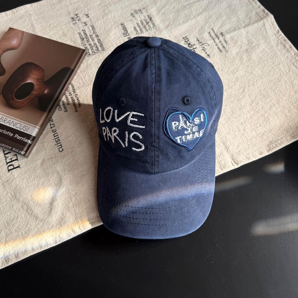 Fashion Korean Love Letter Embroidery Baseball Cap Women's Spring and Summer New Street Versatile Soft Top Show Face Little Couple Cap