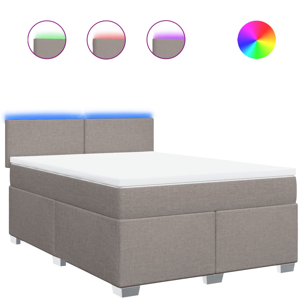 Box Spring Bed with Mattress Taupe 160 x 200 cm Fabric