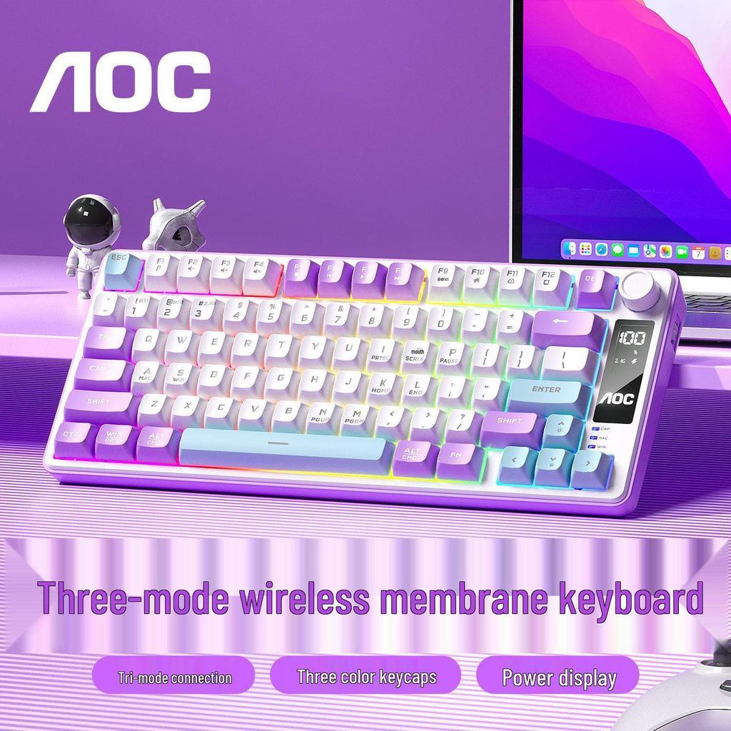 AOC GK300 Kabelloses Tri-Mode RGB Tastatur & Maus Set - Mechanisches Gefühl für Gaming und Bürogebrauch mit Bildschirm