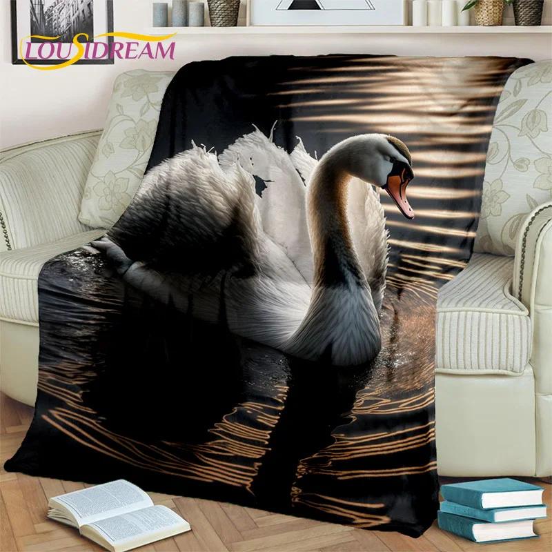 3D Dream Love Swan Cartoon Cygnus Girl Gift Blanket,Soft Throw Blanket for Home Bedroom Bed Sofa Picnic Travel Cover Blanket Kid