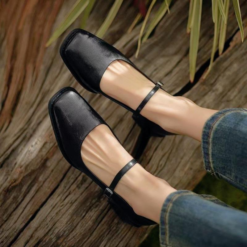 Fashion Square Toe Mid Heels Women Shoes Elegant Marie Janes Chunky Shoes 2024 Trend Cozy Autumn Party Dress Pumps Zapatos Mujer