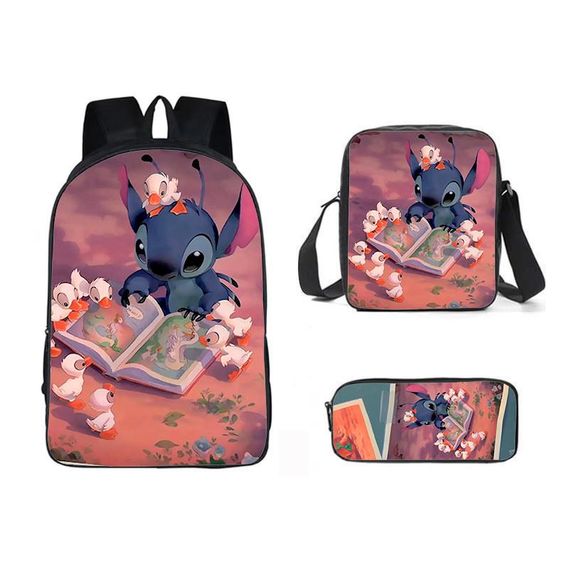 Stitch Cartoon Backpack For Kids Oxford Fabric Waterproof School Bag With Breathable Straps