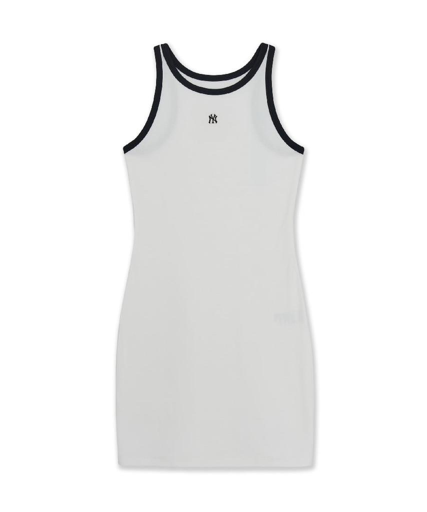 Emelbi Women'S Basic Ringer Ribbed Sleeveless Dress Ny (White) (A Type)