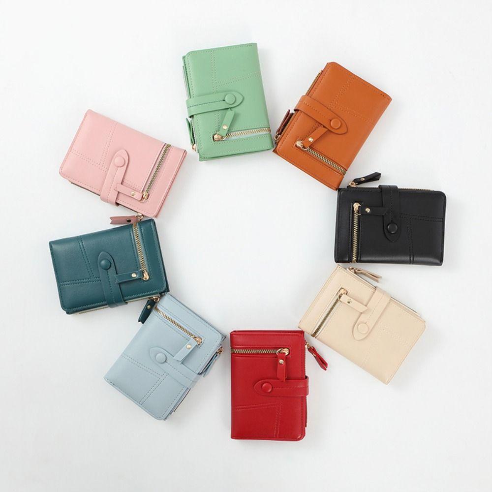 

Zipper PU Leather Wallet Multi-card Slot Women s Small Wallet Elegant Short Folding Purse Women чёрный