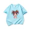 Kids Cotton T Shirt Bright Rainbow Hair Girl Watercolor Print Crew Neck Short Sleeve Tee Casual Boys Girls Summer Tops