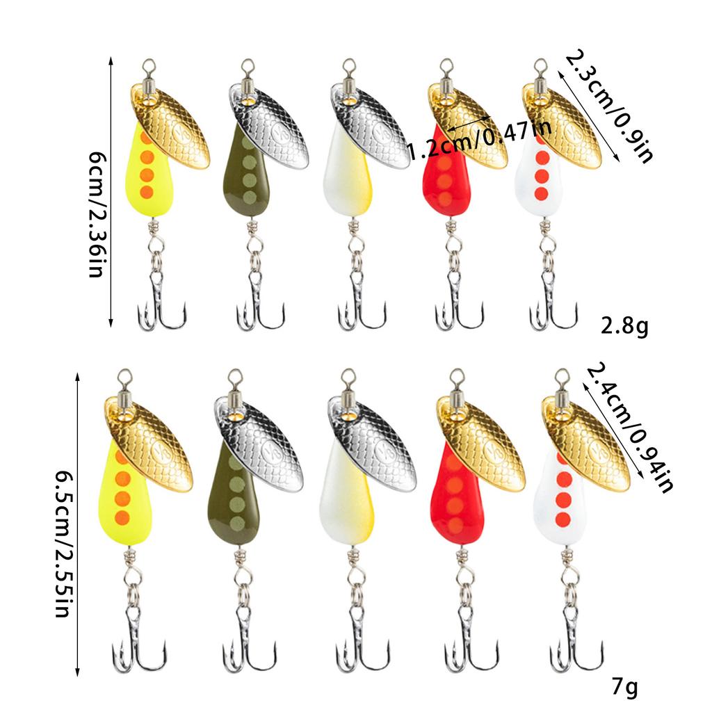 5Pcs Trout Fishing Spoons Lures Fishing Spinner Metal Hard Baits with Treble Hook Sequins Baits Crankbaits Easy to Use