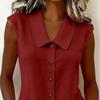 Women Elegant Commuter Sleeveless Button Cardigan Top, Fashion Blouse for Summer
