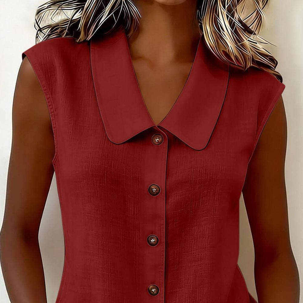 Women Elegant Commuter Sleeveless Button Cardigan Top, Fashion Blouse for Summer