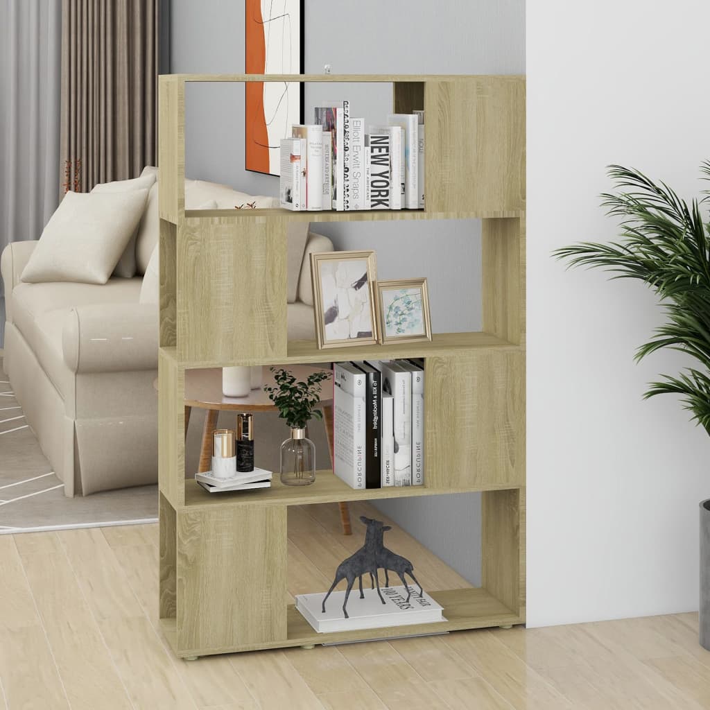 Bookshelf Room Divider Sonoma Oak Finish 80 x 24 x 124.5 cm Engineered Wood