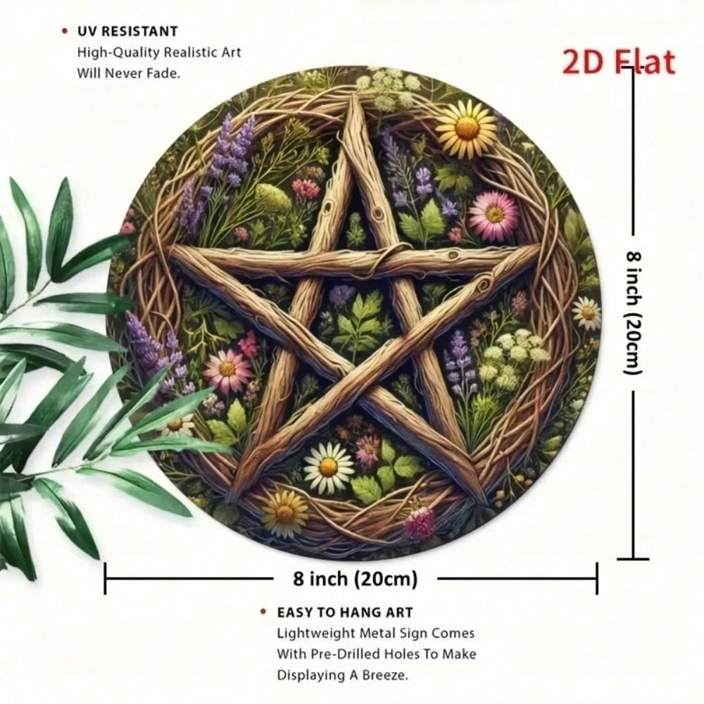 2D Flat Circular Metal Wall Art for Home Living Room Office Porch Decor, Easy Hang Halloween Bedroom Kitchen Sign