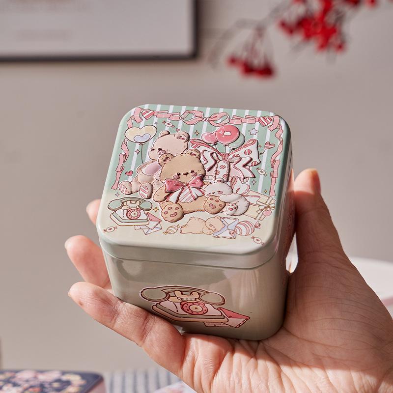 

Рельефная жестяная коробка с рисунком кролика, квадратные жестяные банки для хранения, контейнер для хранения конфет, печенья, чая, подарочная коробка A10