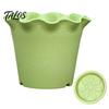 Breathable Flower Pots for Lilies Large with Drainage Holes And Tray Saucers, Ruffled Edge Planter Wavy Garden Indoor Outdoor Plants, Creative