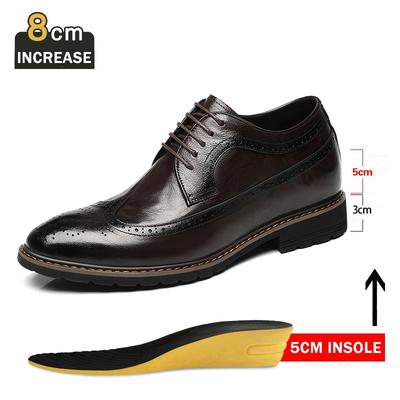 Fashion Elevator Men Shoes Genuine Leather Business Dress Retro Gentleman Formal Carved Brogue Height Increasing Shoes Men High Quality
