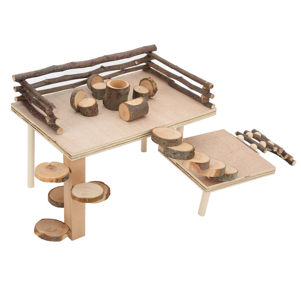 Hamster Natural Wood Playground Set Hamster Living Climbing System for Small Pets