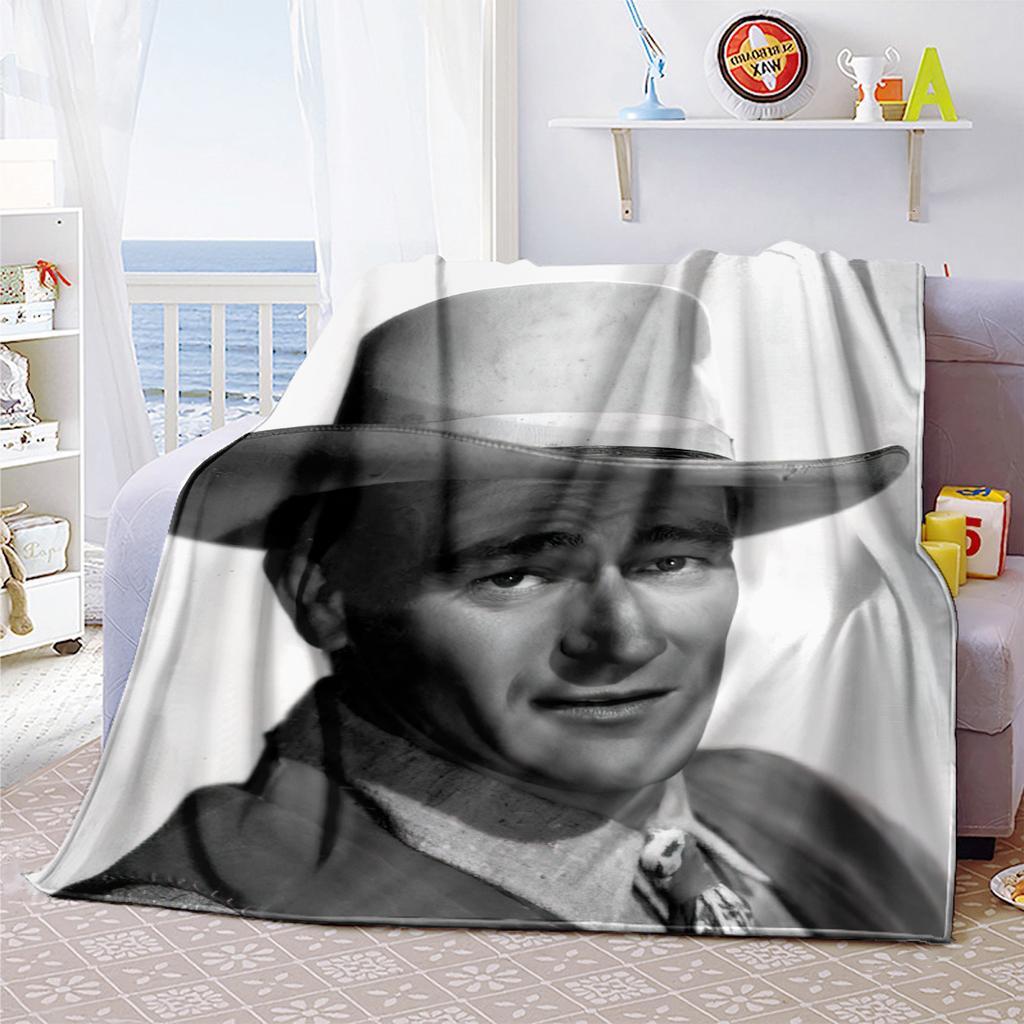 1pc John Wayne Retro Black and White Poster blanket, al season lightweigh Poster blanket home office outdoor nap multifunc Poster blanketional blanket