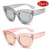 2pcs Fashion Cat Eye Sunglasses Woman Vintage Large Frame Brand Gradient Design Glasses Sun Glasses for Female UV400 Eyewear