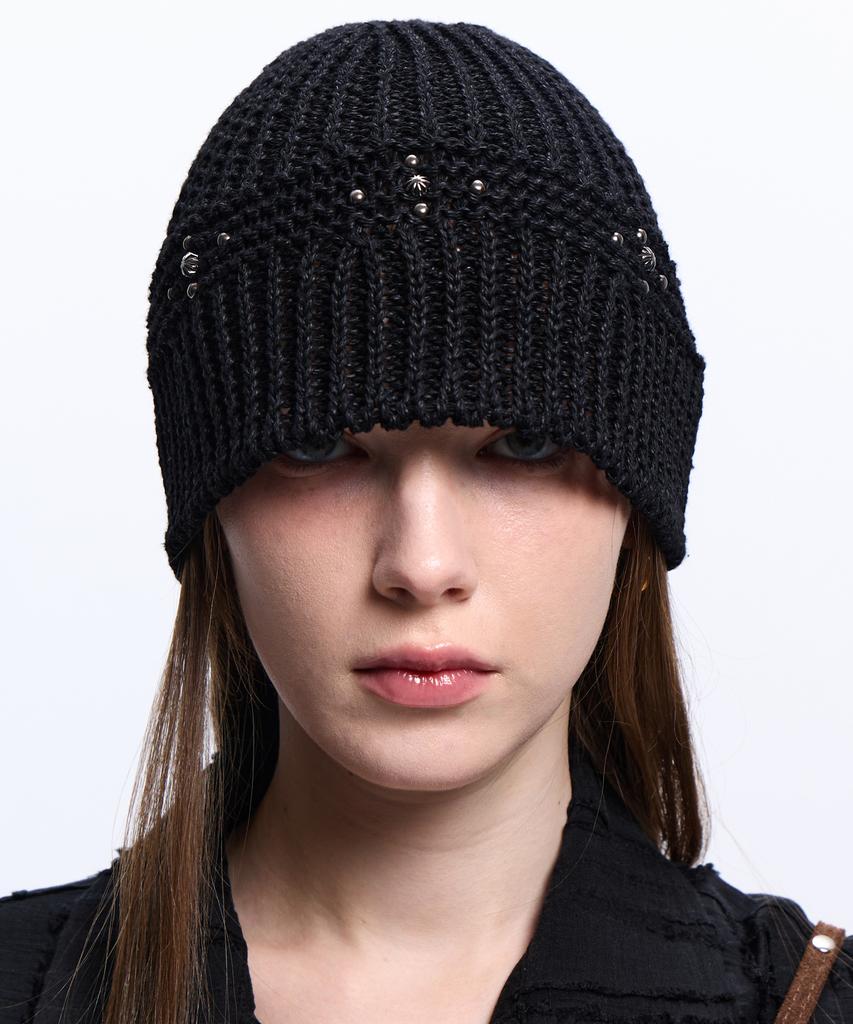 Aleseueseussi Mini Cross Rivet Beanie - Black
