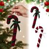 Holiday Party Supplies Velvet Christmas Candy Cane Ornament, Fabric Decoration with Hanging Ornaments Bow, Xmas Tree Decor Pendant for Soft