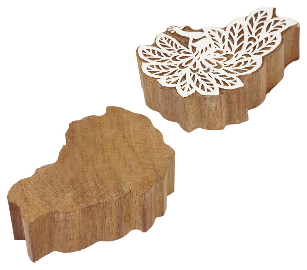 IBA Indianbeautifulart Textile Printing Block Peacock Hand Carved Wooden Stamp Wood Block Printing Textile Stamps For Fabric  Pottery Blocks,3